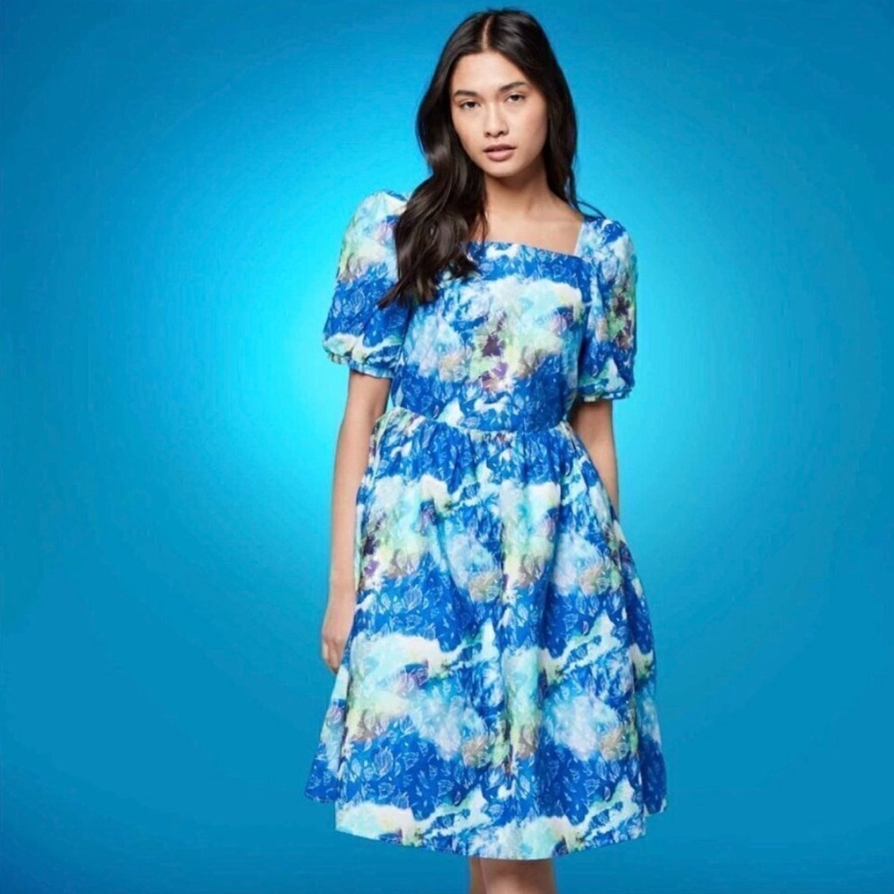 Avatar Disney Parks S The Way of Water Blue Green Puff Sleeve Dress